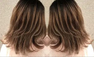 ミディアム カラー ヘアアレンジ アンドウ ユウ/ レイヤーカット/韓国のヘアスタイル