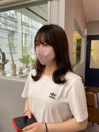 セミロング カラー きよはらちさき🍑 柔らかカラー🌱🫧のヘアスタイル