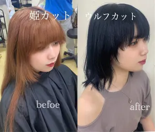 ミディアム カラー くすみミルクティー／ ブラウン🪡TOWAのヘアスタイル