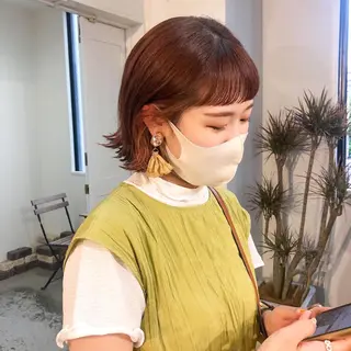 ミディアム カラー 水野 雪 /パーマ/暖色カラーのヘアスタイル