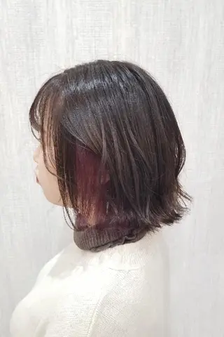 ミディアム カラー 顔周りレイヤーカット 髪質改善代表西村功平のヘアスタイル