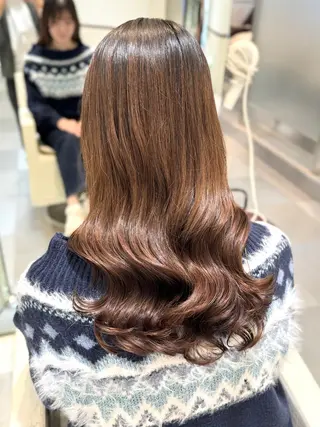 ロング パーマ デジタルパーマ/ コテ巻き風パーマのヘアスタイル