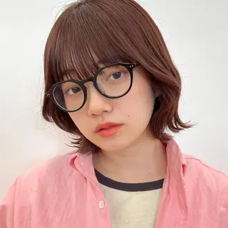 セミロング カラー 暖色/艶髪/ボブ/ ショート/Ayaのヘアスタイル