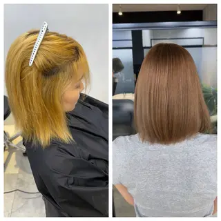 ショート け んブリーチ縮毛矯正のヘアスタイル