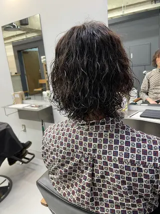 ミディアム パーマ メンズ 森本裕/オーナー/ スパイラルパーマのヘアスタイル