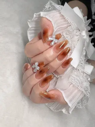 ネイル I-nailロング /ワンホン/キラキラのネイルデザイン