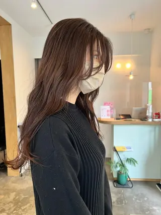 ロング カラー ミディアムパーマ /癖毛パーマのヘアスタイル