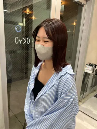 ミディアム カラー ボブ&透明感カラー ♡TOMOEのヘアスタイル