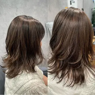 セミロング カラー 黒岩 梨沙のヘアスタイル