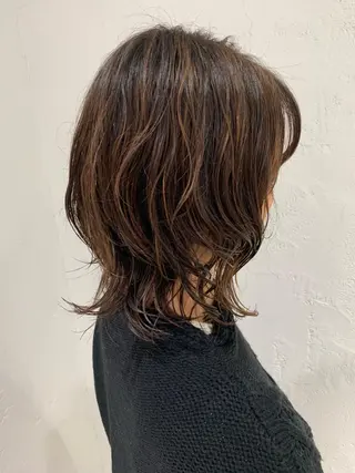 ミディアム パーマ ヘアアレンジ 🫧透明感カラー/ ボブ/小笠原汐海🪽のヘアスタイル