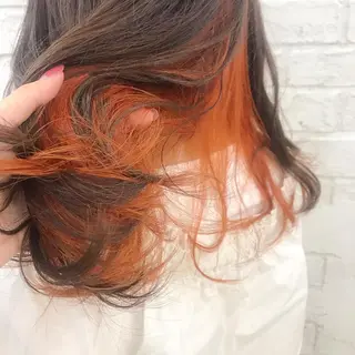 セミロング カラー オリーブ/アッシュ やわらか透明感カラーのヘアスタイル