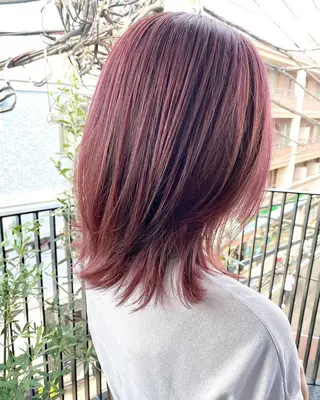 ミディアム カラー パーマ OVER→三軒茶屋 /縮毛矯正・髪質改善のヘアスタイル