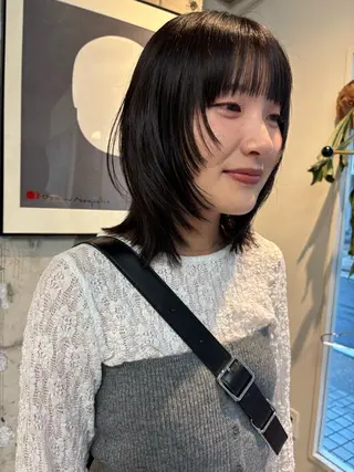 ミディアム カラー 永田 愛莉のヘアスタイル