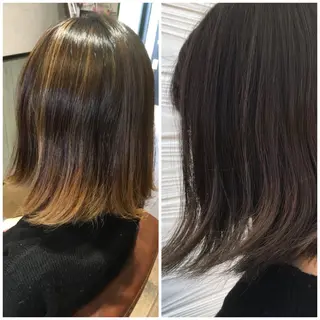 ミディアム ビヨウシツトリコ よねたにみなのヘアスタイル