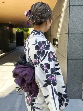 セミロング ヘアアレンジ hibiki/セット /透明感カラーのヘアスタイル