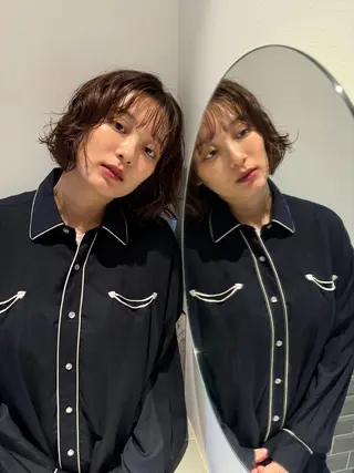 ミディアム カラー パーマ CEINE PATHのヘアスタイル