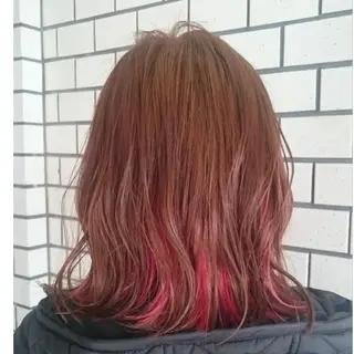 ミディアム カラー グラデ❣️インナー 派手髪Fumiyoのヘアスタイル