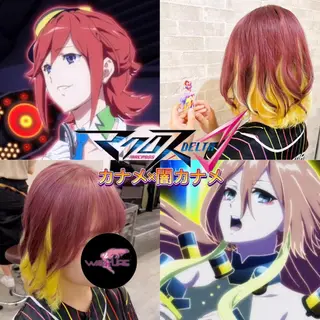 ミディアム カラー 推しカラー💫 ブリーチ💫若菜覚のヘアスタイル