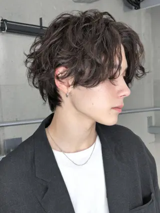 ショート パーマ メンズ 金山/透明感カラー レイヤー/木澤 航のヘアスタイル