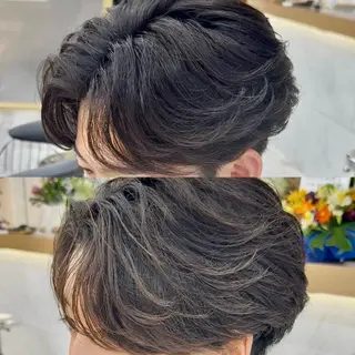 ミディアム パーマ メンズ クロスパーマ×曲がる 縮毛矯正🫧あゆみのヘアスタイル