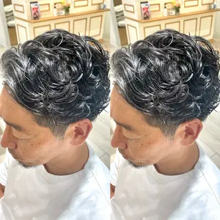 パーマ メンズ ブリーチデザインカラ ー/メンズ◎mariのヘアスタイル