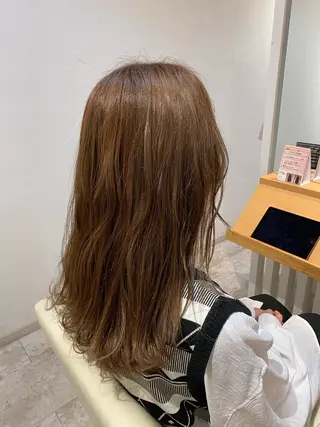 ロング カラー ブリーチなしWカラー /酸性ストレート河本のヘアスタイル