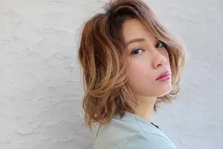 ミディアム カラー パーマ ヘアアレンジ メンズ キッズ マツエク・マツパ アイブロウ Endearing 銀座/レイヤーカットのヘアスタイル
