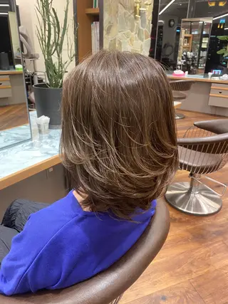 ミディアム レイヤー/グレージュ メンズパーマのヘアスタイル