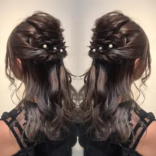 セミロング ヘアアレンジ 透明感カラー・ 髪質改善🩵イケダのヘアスタイル