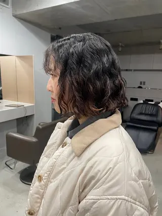 ミディアム カラー パーマ 表参道/髪質改善・ 透明感 colorのヘアスタイル