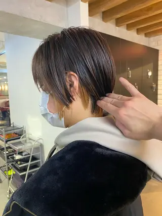 ショート カラー ヘアアレンジ 切りっぱなしボブ/ デザインカラー店長のヘアスタイル