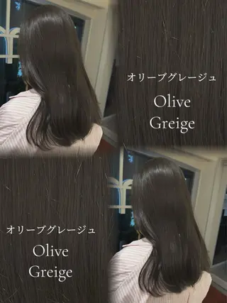 セミロング 🫧オリーブ/赤み消 し/暗髪🫧野本麗奈のヘアスタイル