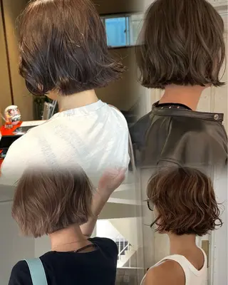 ミディアム カラー レイヤーカット ボブパーマNo.1のヘアスタイル