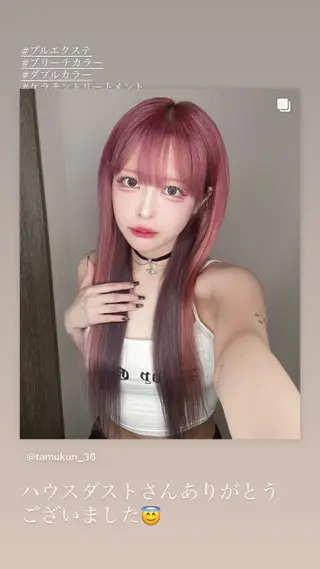 ロング カラー 🌈プルエクステ& ハイトーン🌈関飛鳥のヘアスタイル