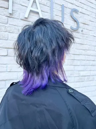 カラー メンズ ハイトーンカラー シールエクステのヘアスタイル