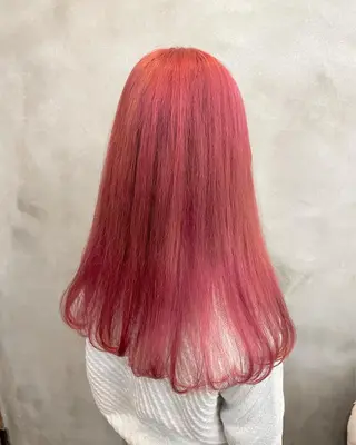 ロング カラー ヘアアレンジ 【ピンク/韓国ヘア/ ヘアセット】亜海のヘアスタイル