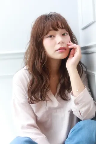 ミディアム カラー パーマ 山下 直人のヘアスタイル