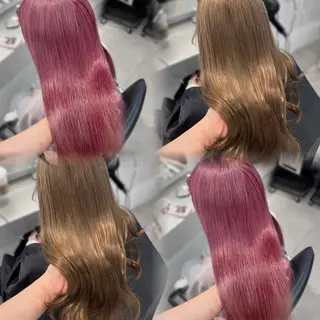 ロング ハイトーン ハイライ ト バレイヤージュのヘアスタイル