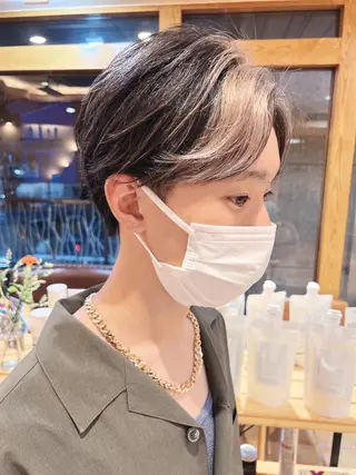 ショート カラー パーマ ヘアアレンジ メンズ キッズ morio from london所属・松岡彩華 ボブ /グレージュのヘアスタイル