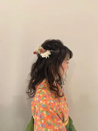 セミロング カラー パーマ ヘアアレンジ 加藤 綾華のヘアスタイル