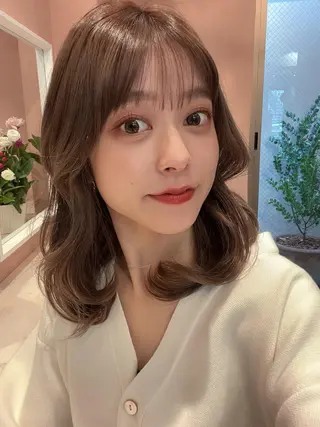 ミディアム カラー 本格韓国ヘア🇰🇷 【uni】キューさんのヘアスタイル
