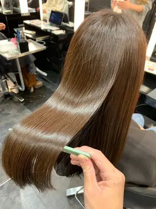 ロング パーマ 艶髪/白髪ぼかし ヘッドスパ/大野結菜のヘアスタイル