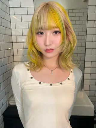 ミディアム カラー ボブ.顔周りカット カット/ユキカのヘアスタイル