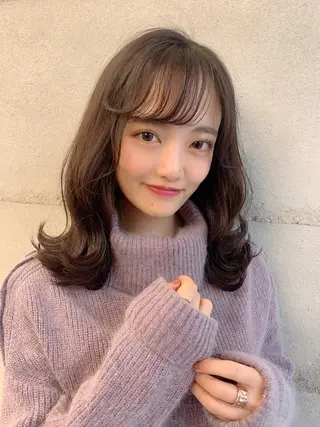 ミディアム カラー 透明感/オリーブ/ グレージュ/YUKAのヘアスタイル