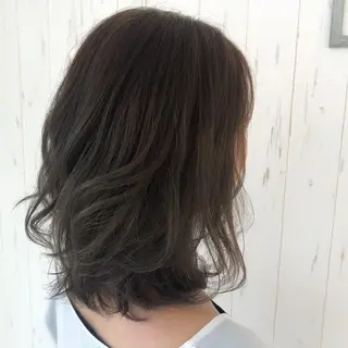 ミディアム カラー パーマ ボブ/透明感カラー 🤍永田真穂のヘアスタイル