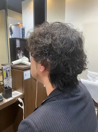 ミディアム パーマ メンズ 仲井 充のヘアスタイル