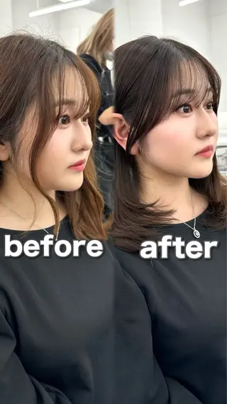 セミロング 前髪顔まわりカット 🌈中村海聖のヘアスタイル