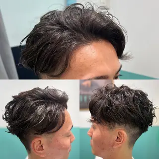 ショート パーマ メンズ メンズカットフェード パーマ/前山竜貴のヘアスタイル
