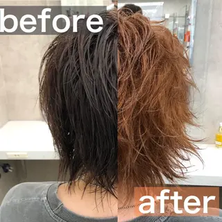 セミロング カラー パーマ ヘアアレンジ メンズ メンズ特化 水口湧太のヘアスタイル