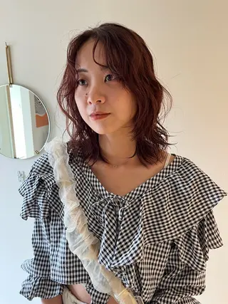 ミディアム パーマ GO TODAY シェアサロン 表参道Flos店所属・nishi fuyumiのヘアスタイル